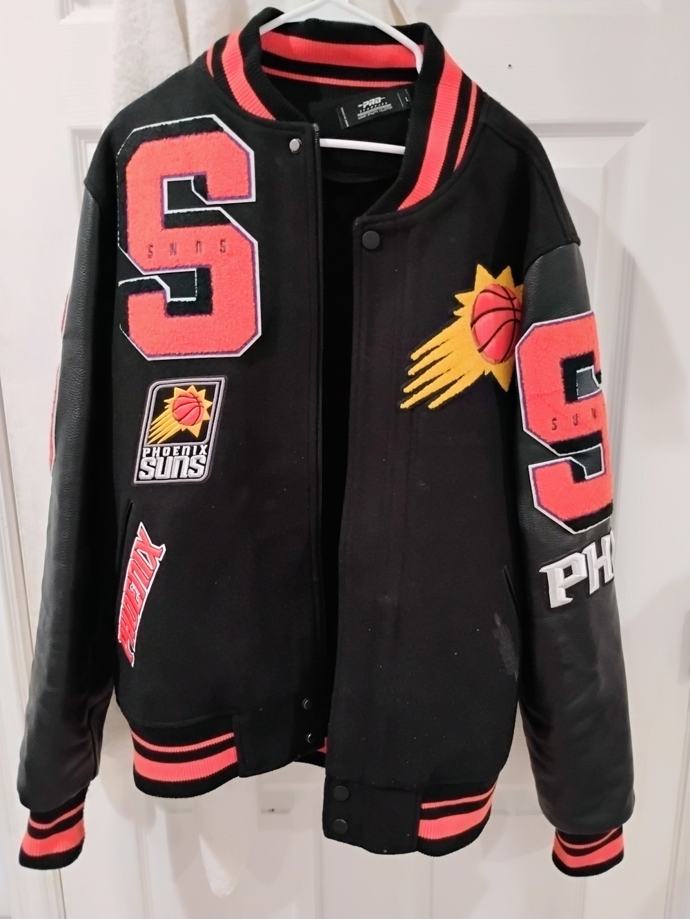 Phoenix Suns Black & Orange Varsity Jacket Sz Large